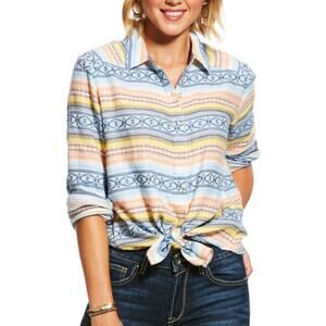 Ariat Spotlight Shirt Serape Jacquard Southwestern Pastel Stripe Button Up MED